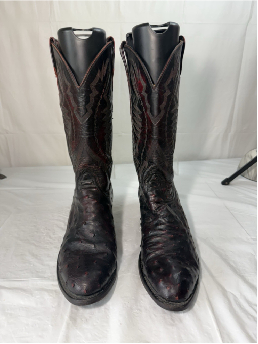 Lucchese 2000 OSTRICH Antique Black Cherry WESTERN COWBOYBoots Size 12 D